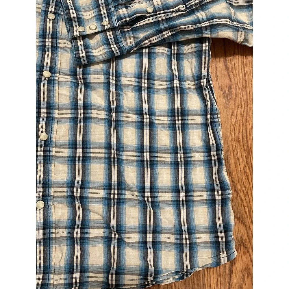 True Religion Ricky Western Shirt Mens XL Pearl Snap Plaid